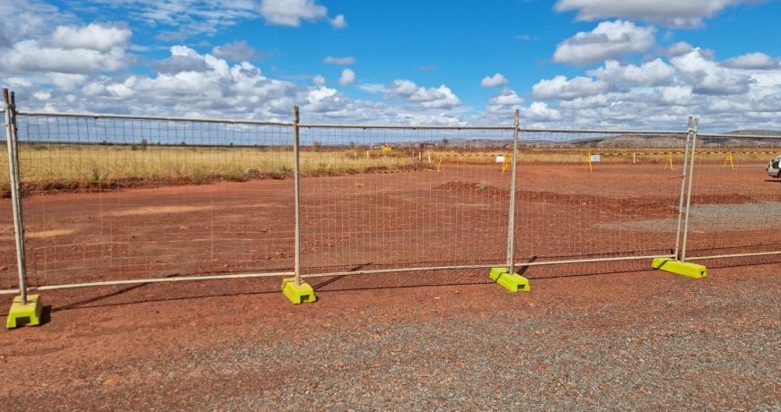 Temporary fence in an area